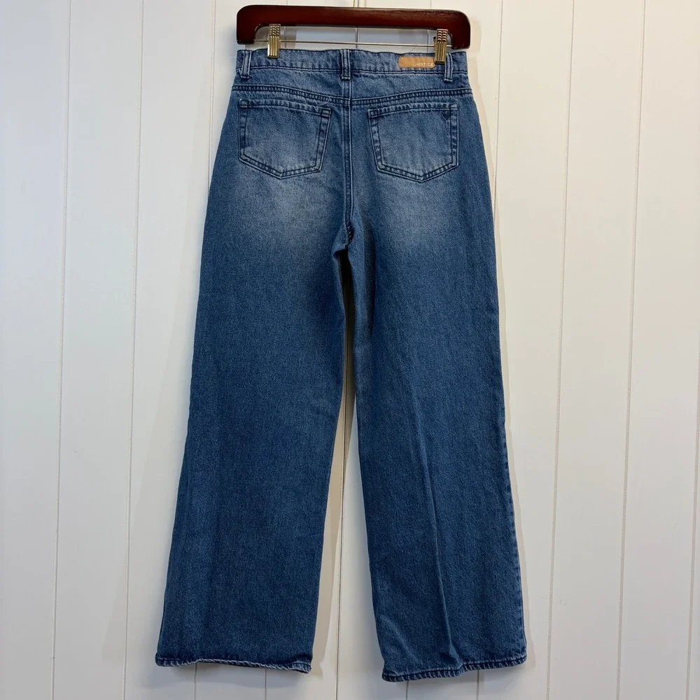 Justice Y2K Sparkle Wide Leg Denim Jeans Girls Size 14 School Embellished Grunge
